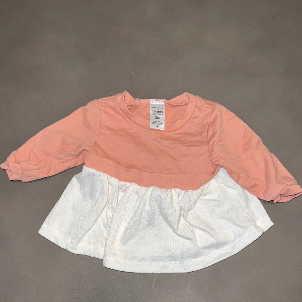 Nwot Carter's Pinky Peach And White Sweatshirt Baby Dress - Perfect For Fall